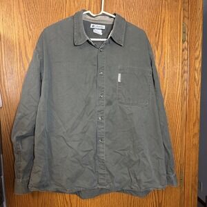 Columbia Men's XXL‎ Olive Green Button Up Shirt Long Sleeve Outdoor Casual